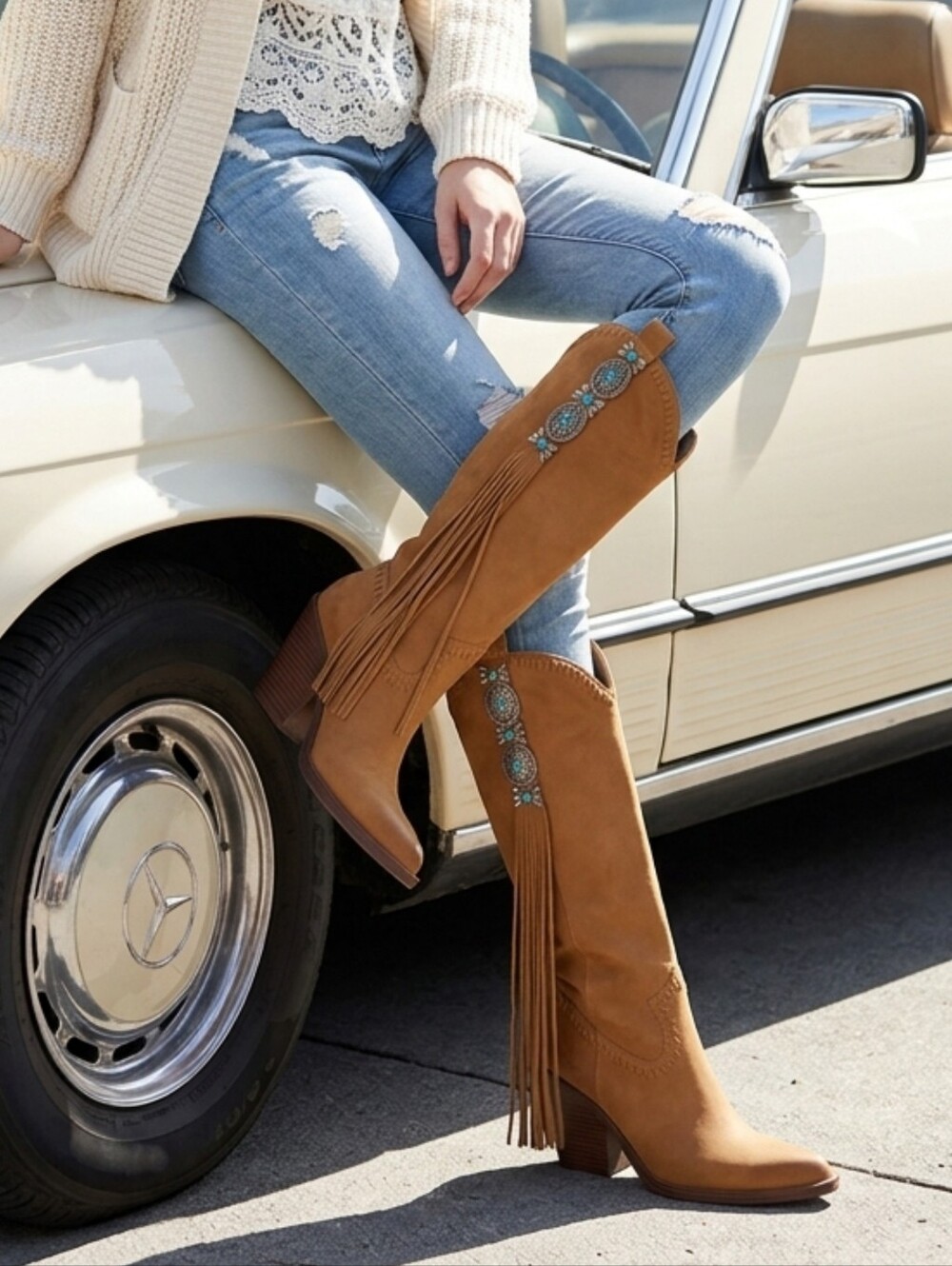 Jessica Simpson Lisabeth Leather Suede Boots